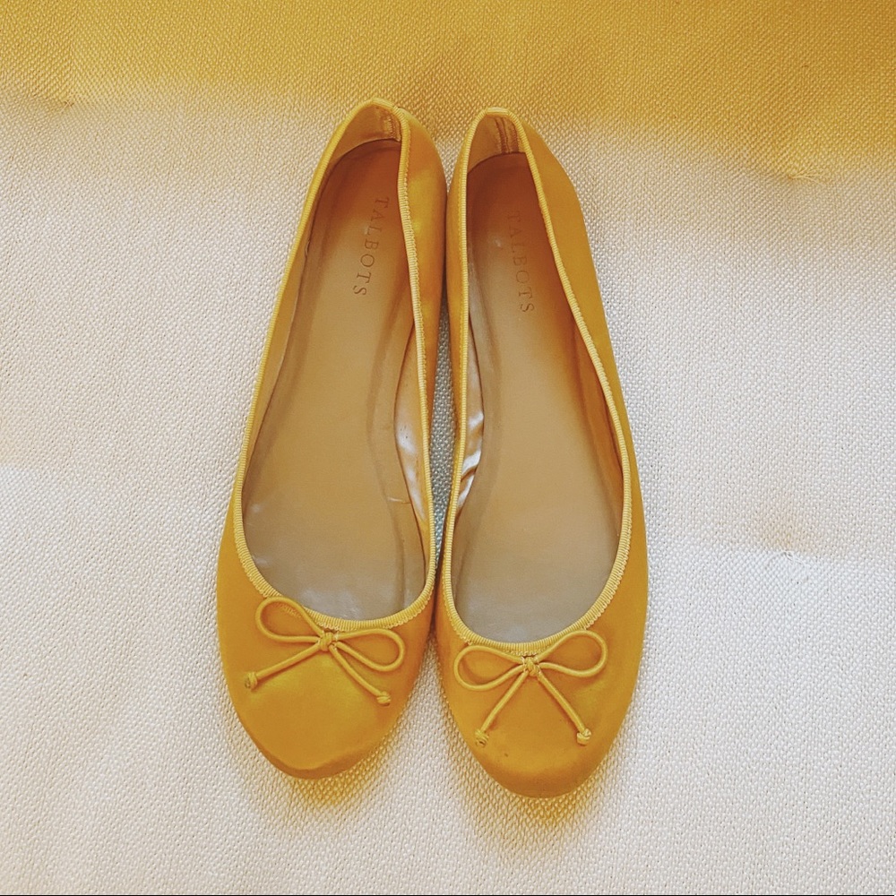 Talbots marigold satin ballet flats.